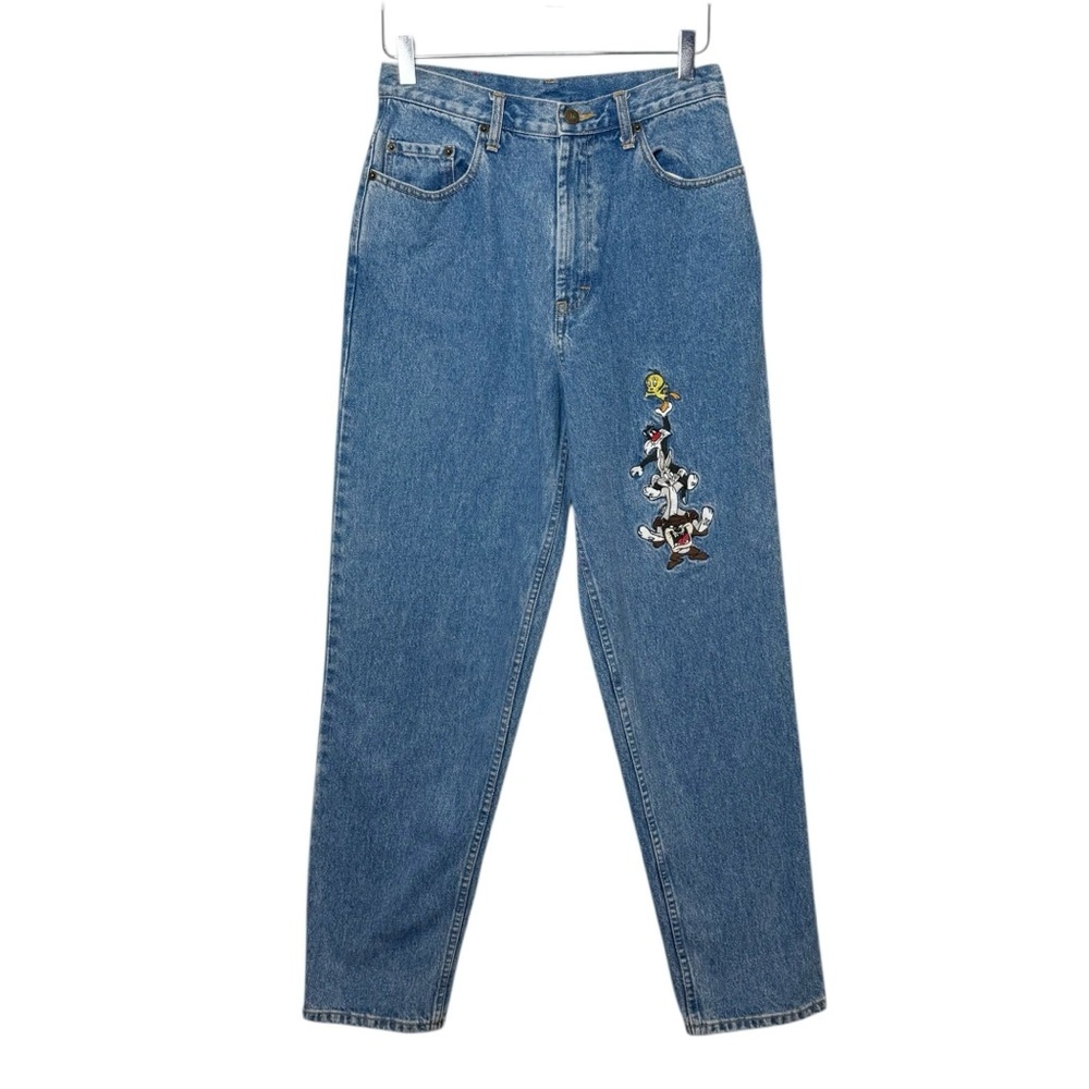 Vintage Warner Bros Looney Tunes Bigs Bunny Tweety Sylvester Taz Mom Jeans Sz 10